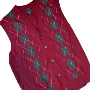 Sweater Vest Mens M Medium Merino Wool Argyle Preppy Old Money Grandpa Collegiat